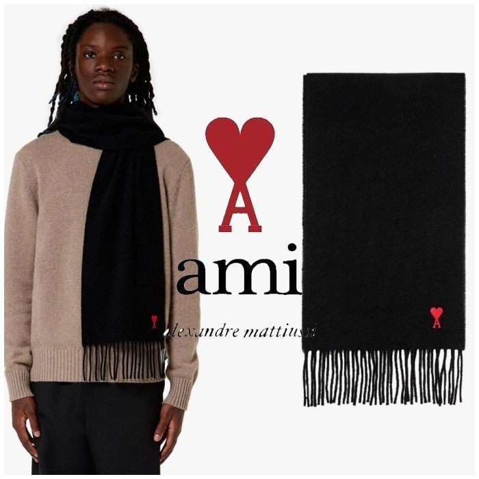 関税込！AMIPARIS クラシックスカーフ マフラー ウール100 (AMI PARIS