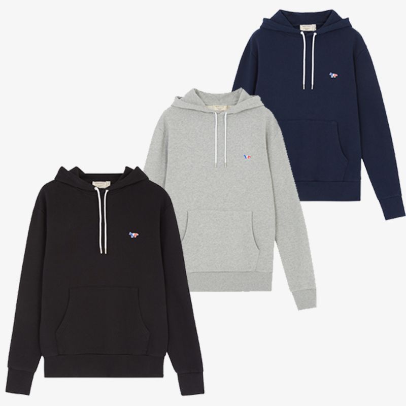 関税負担なし MAISON KITSUNE TRICOLOR FOX HOODIE ロゴパーカー