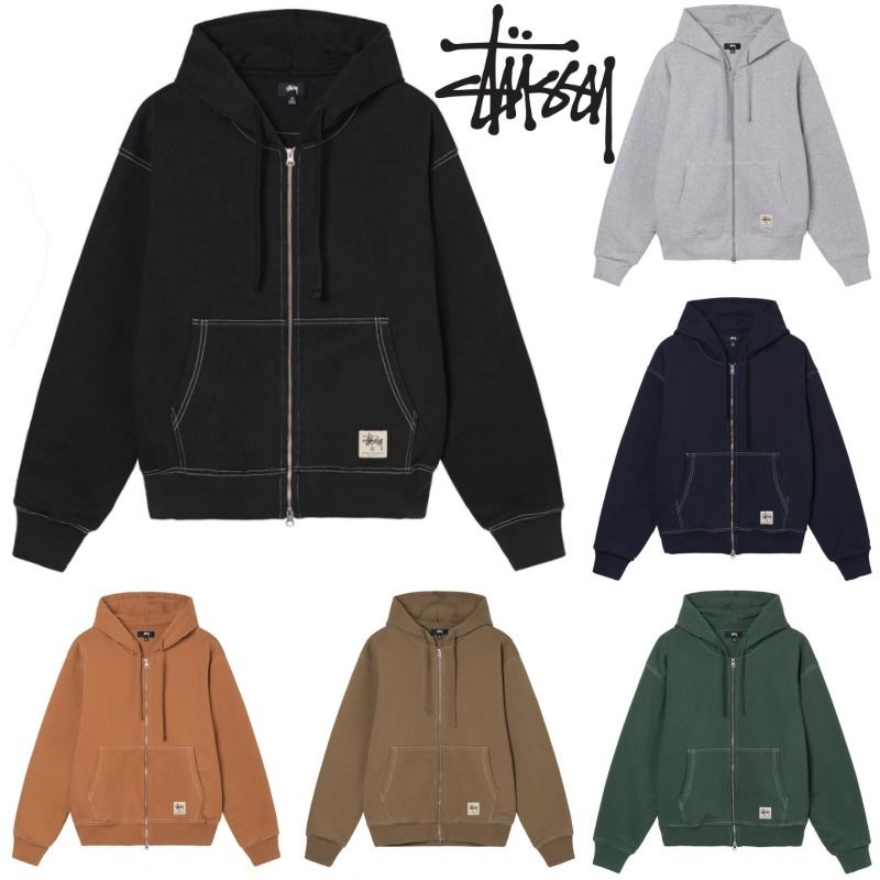 STUSSY】DOUBLE FACE LABEL ZIP HOODIE ジップアップ (STUSSY/パーカー