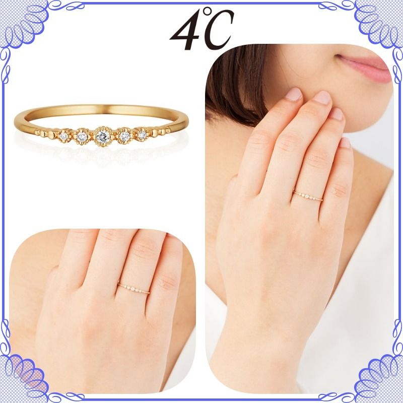 大人気!! 4℃ K10 ダイヤモンド イエローゴールド リング (4℃/指輪