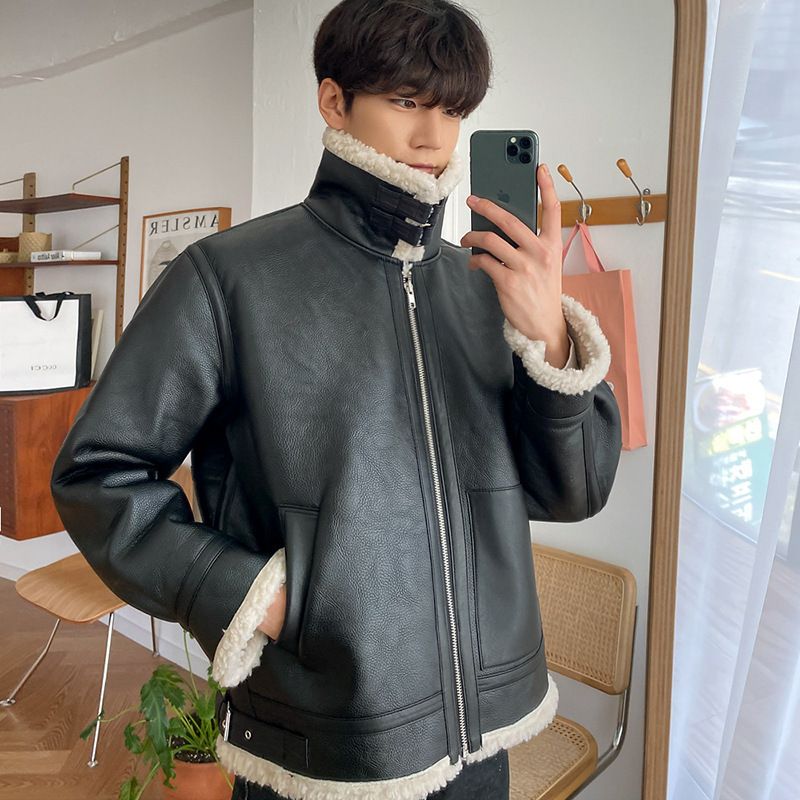 レザージャケット ボア ライダース ショート ユニセックス 韓国