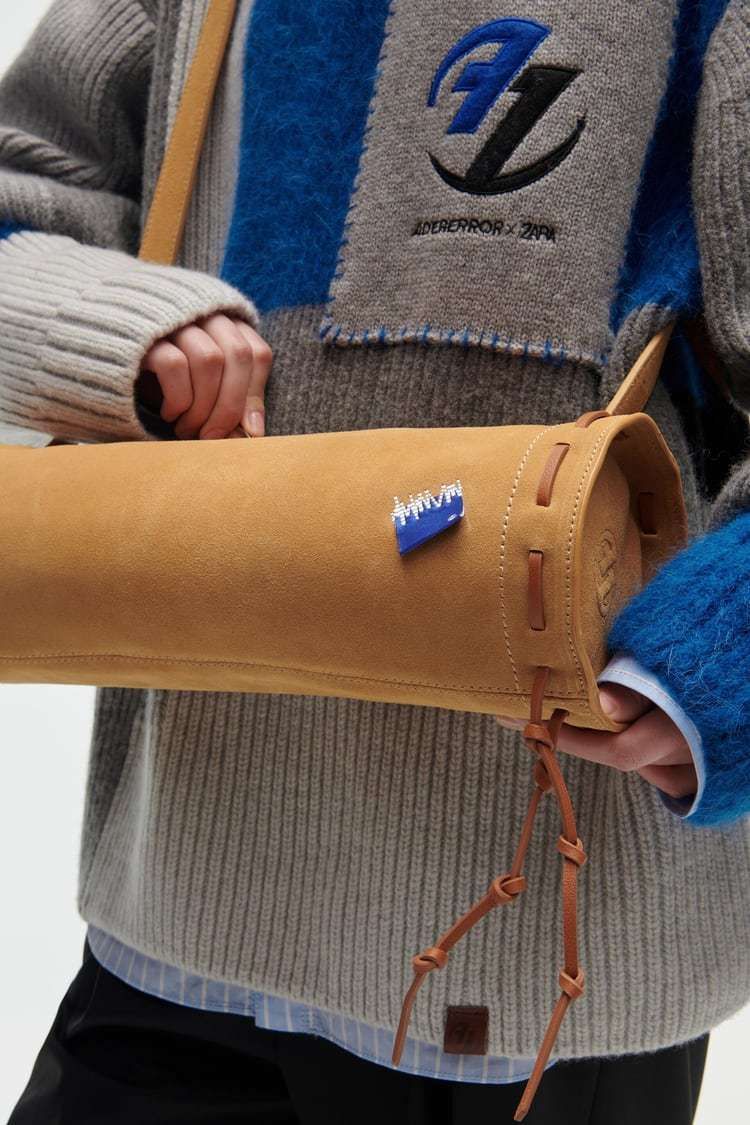Ader Error x Zara】☆Stitch Leather Crossbody Ba.g Ochre