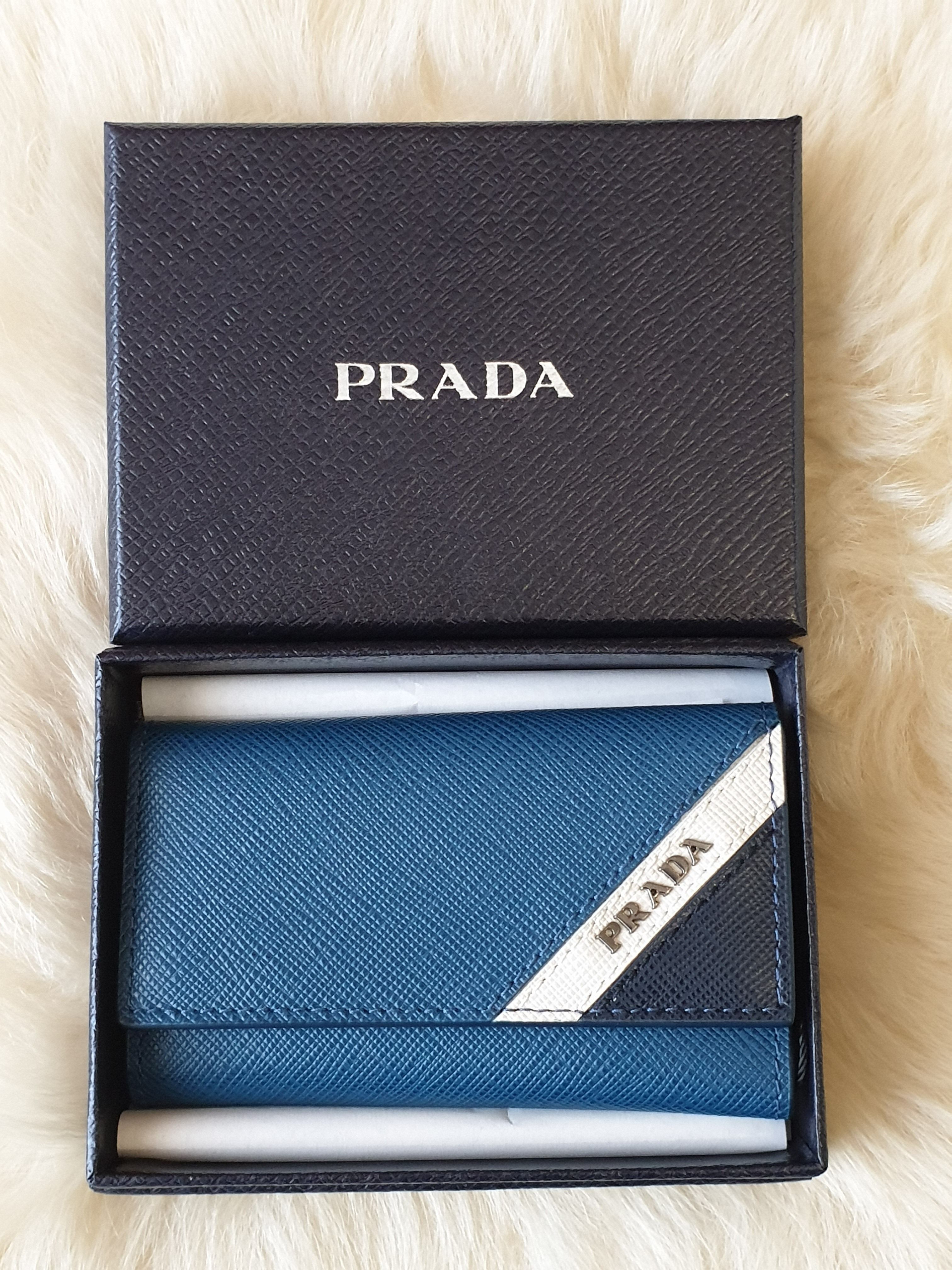 PRADAメンズ♪レザーキーケース6連♪ブルー/ネイビー (PRADA/キー