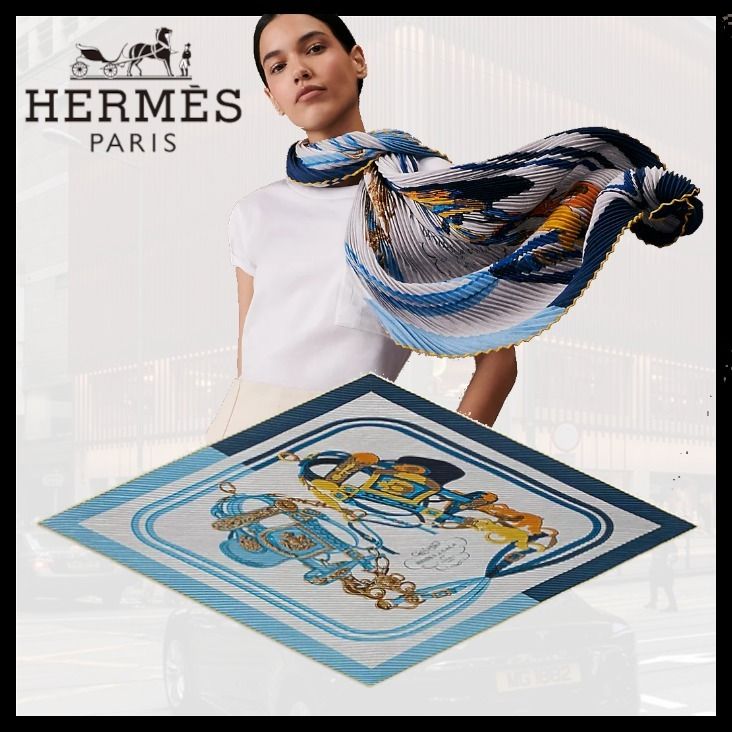 かわいいプリーツ加工！】☆エルメス☆スカーフ カレジェアン (HERMES