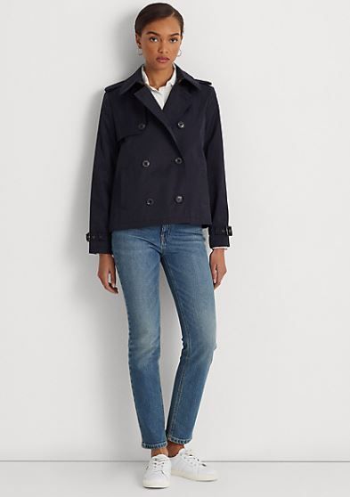 NEW【LAUREN Ralph Lauren】Short Double-Breasted Trench Coat