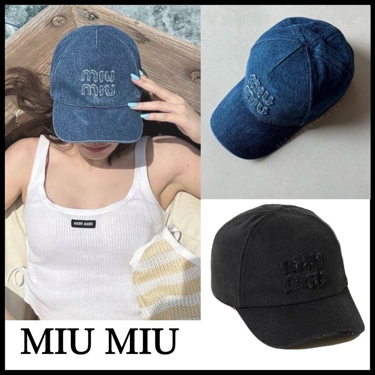 MiuMiu】ミュウミュウ ロゴ デニム ベースボールキャップ (MiuMiu