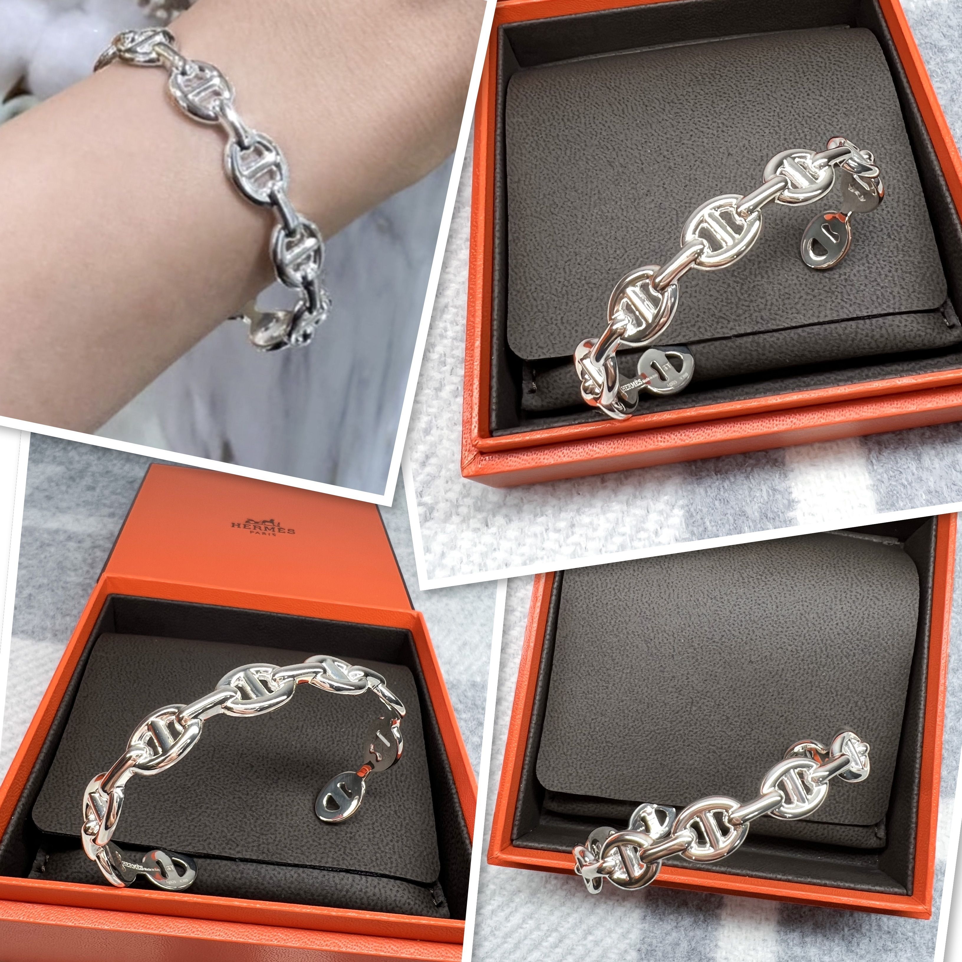 エルメス シェーヌダンクル アンシェネ MM シルバー バングル (HERMES