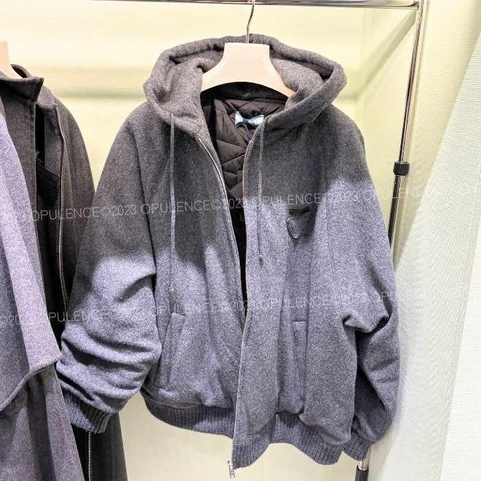 PRADA プラダ ロゴ ウール カシミヤ フリース パーカ ジャケット