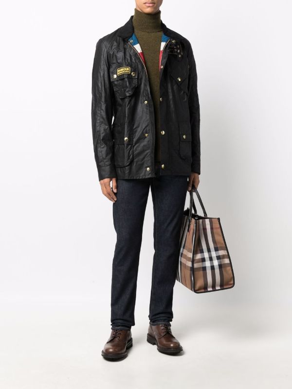 Barbour International Union Jack Wax Jacket | Black | FARFETCH