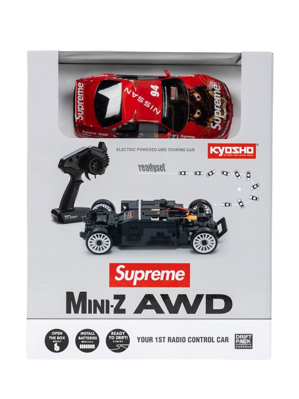 Supreme x Kyosho Mini-Z Nissan Skyline Nismo R33 RC Readyset | Red