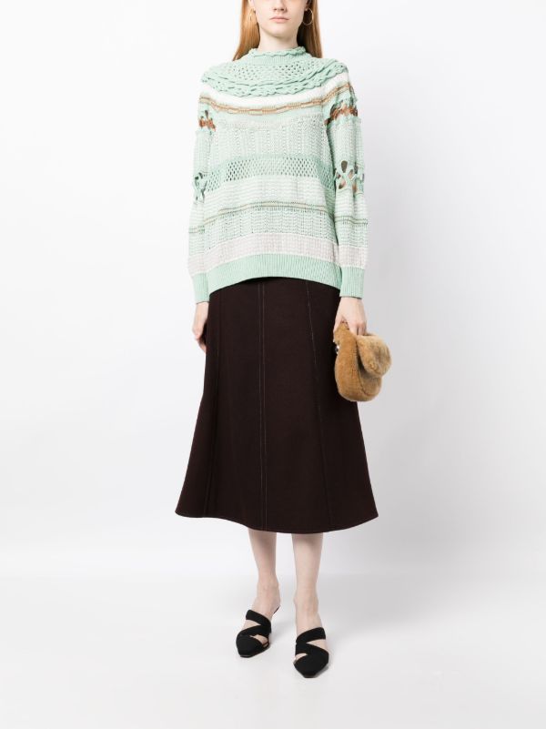 Mame Kurogouchi オープンニット セーター | グリーン | FARFETCH JP