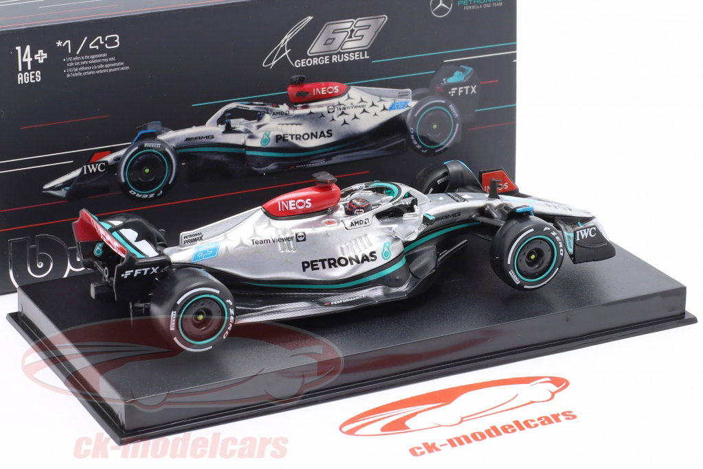 Bburago 1:43 George Russell Mercedes-AMG F1 W13 #63 formula 1 2022