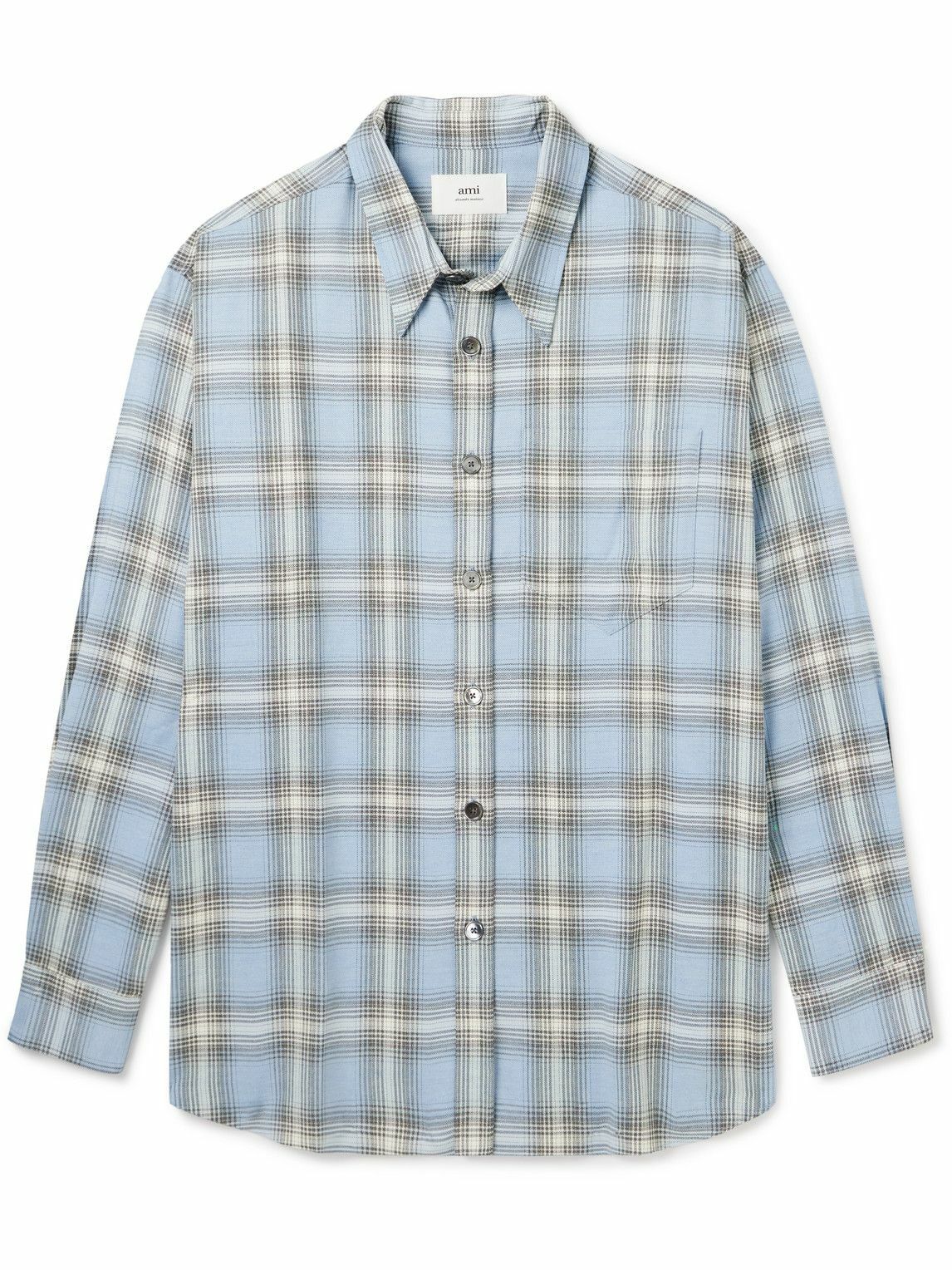 AMI PARIS - Checked Flannel Shirt - Blue AMI
