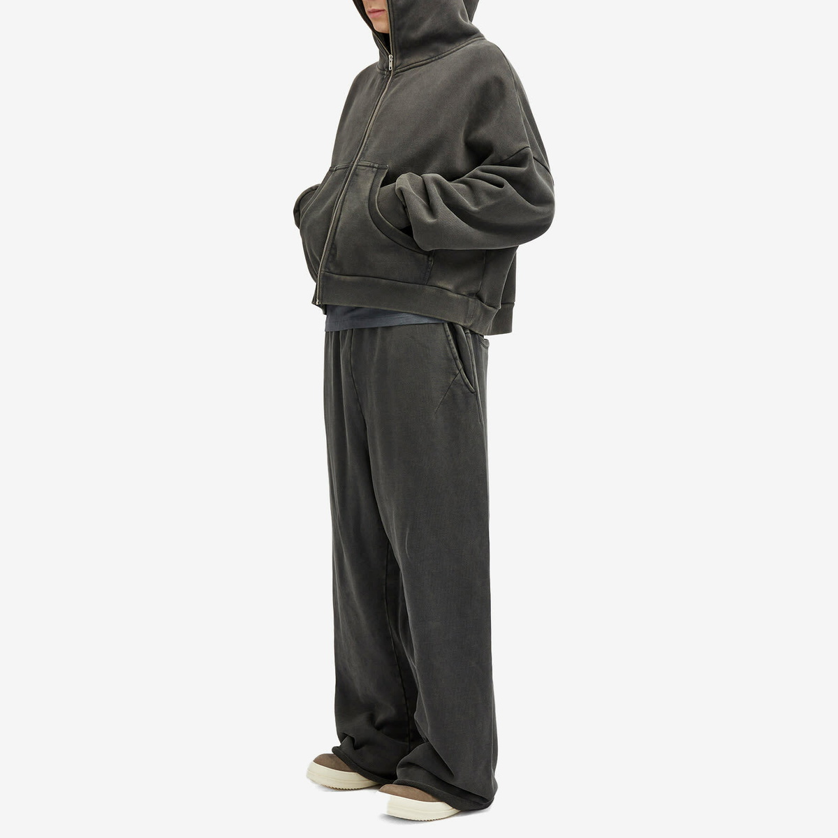 Entire Studios Eternal Full- Zip Hoodie in Washed Black Entire Studios