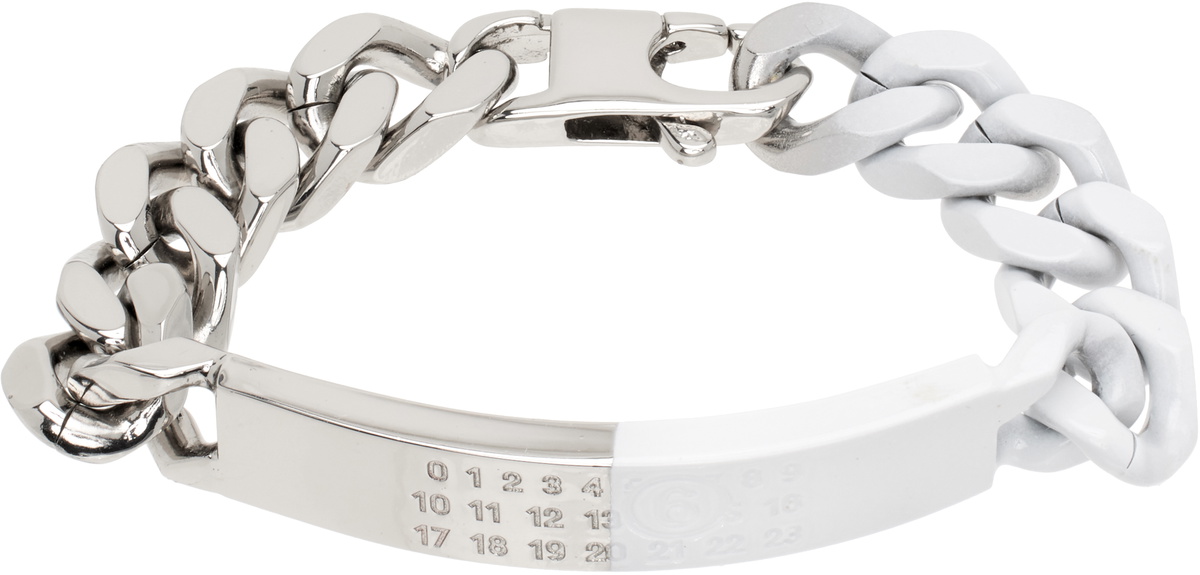 MM6 Maison Margiela Silver & White Chain Bracelet MM6 Maison Margiela