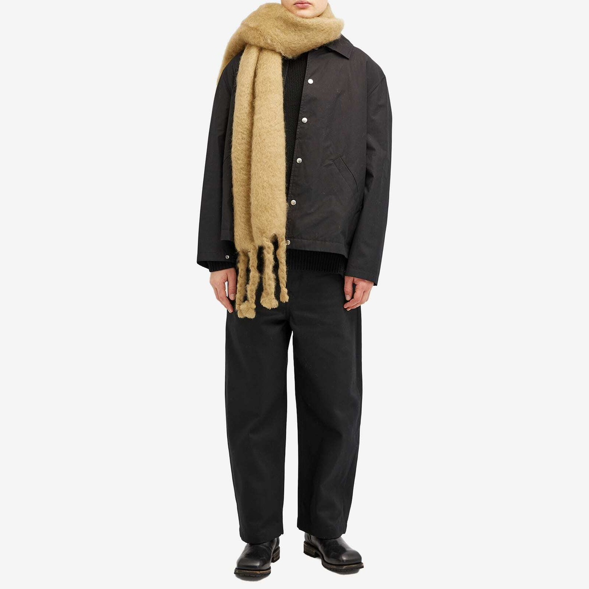 Jil Sander Men's Plus Label Scarf in Beige Jil Sander