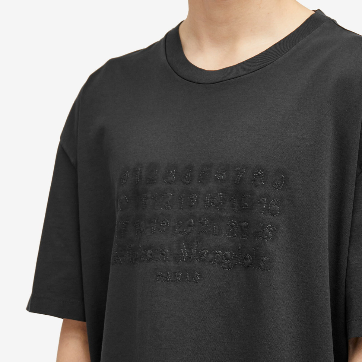 Maison Margiela Men's Number Embroidery T-Shirt in Washed Black