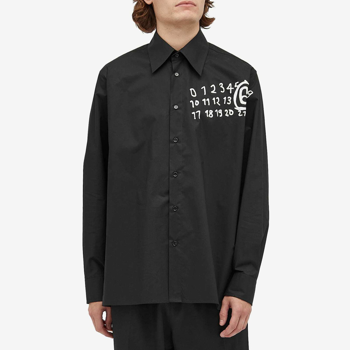 MM6 Maison Margiela Men's Number Logo Shirt in Black MM6 Maison