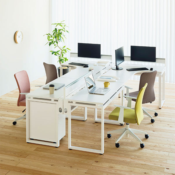 Ceha プレノデスクシステム 平机 引出し無し ホワイト天板/ホワイト脚