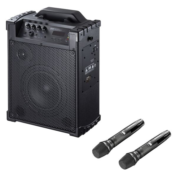 サンワサプライ ワイヤレスマイク付き拡声器スピーカー(バッテリー内蔵