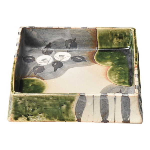 陶雅 角皿 織部椿 切立菓子器 [1個入] tga-5118-259（直送品） - アスクル