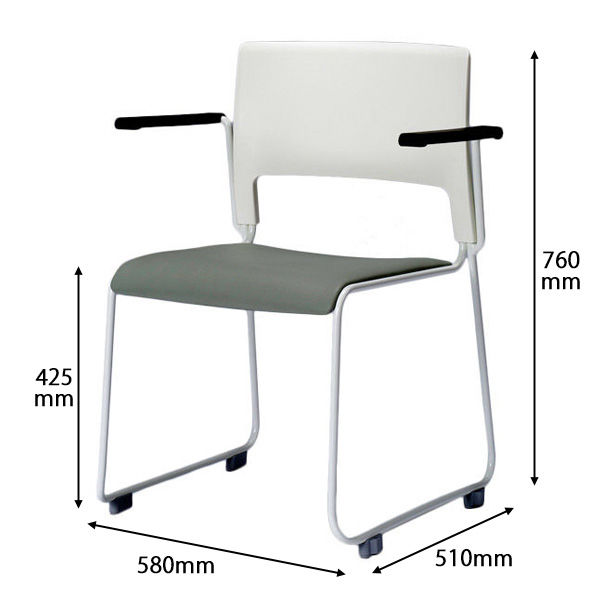 中央可鍛工業 MORループスタッキングチェア アームレスト付き(抗菌・耐