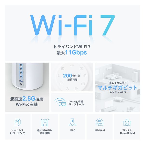 TP-LINK BE11000 メッシュWi-Fi 7システム 2パック Deco BE65 BE65(2