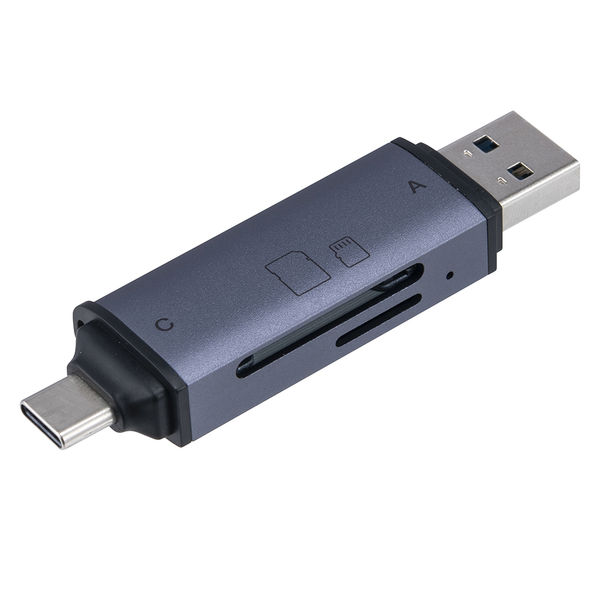 ナカバヤシ USB3.2 C&A アルミカードリーダー グレー CRW-DC3SD92GY 1