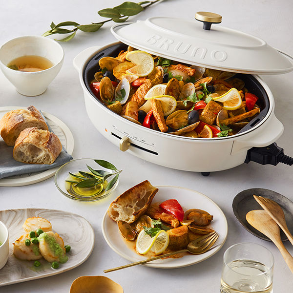 BRUNO オーバルホットプレート(ホワイト) BOE053-WH 1個 - アスクル