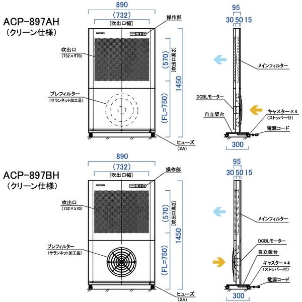 日本エアーテック クリーンパーティションA型 ACP-897AH マツヨシ
