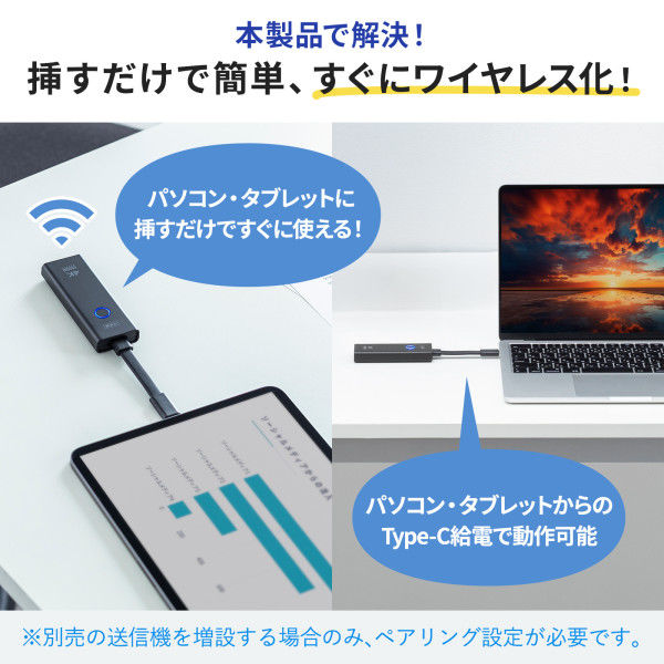 サンワサプライ 4K対応ワイヤレスHDMIエクステンダー（Type-C接続用
