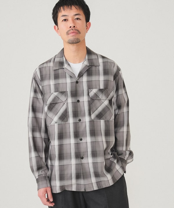 BEAMS（ビームス）オンブレチェック オープンカラー シャツ（シャツ