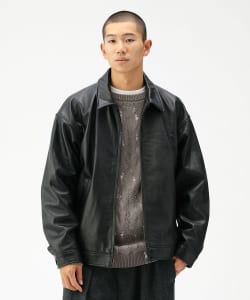 BEAMS（ビームス）レザー ジップブルゾン【ワイドフィット】（ブルゾン