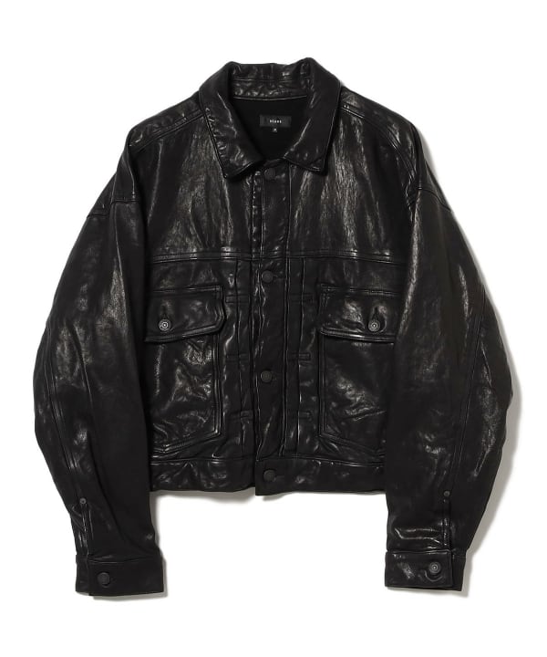 BEAMS（ビームス）ワイドショートフィット シープレザー ジャケット