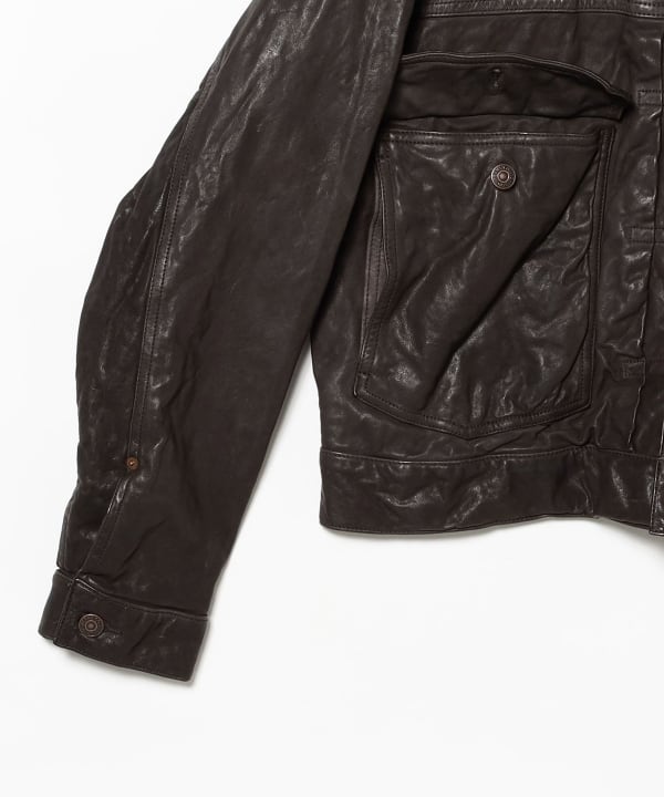 BEAMS（ビームス）ワイドショートフィット シープレザー ジャケット