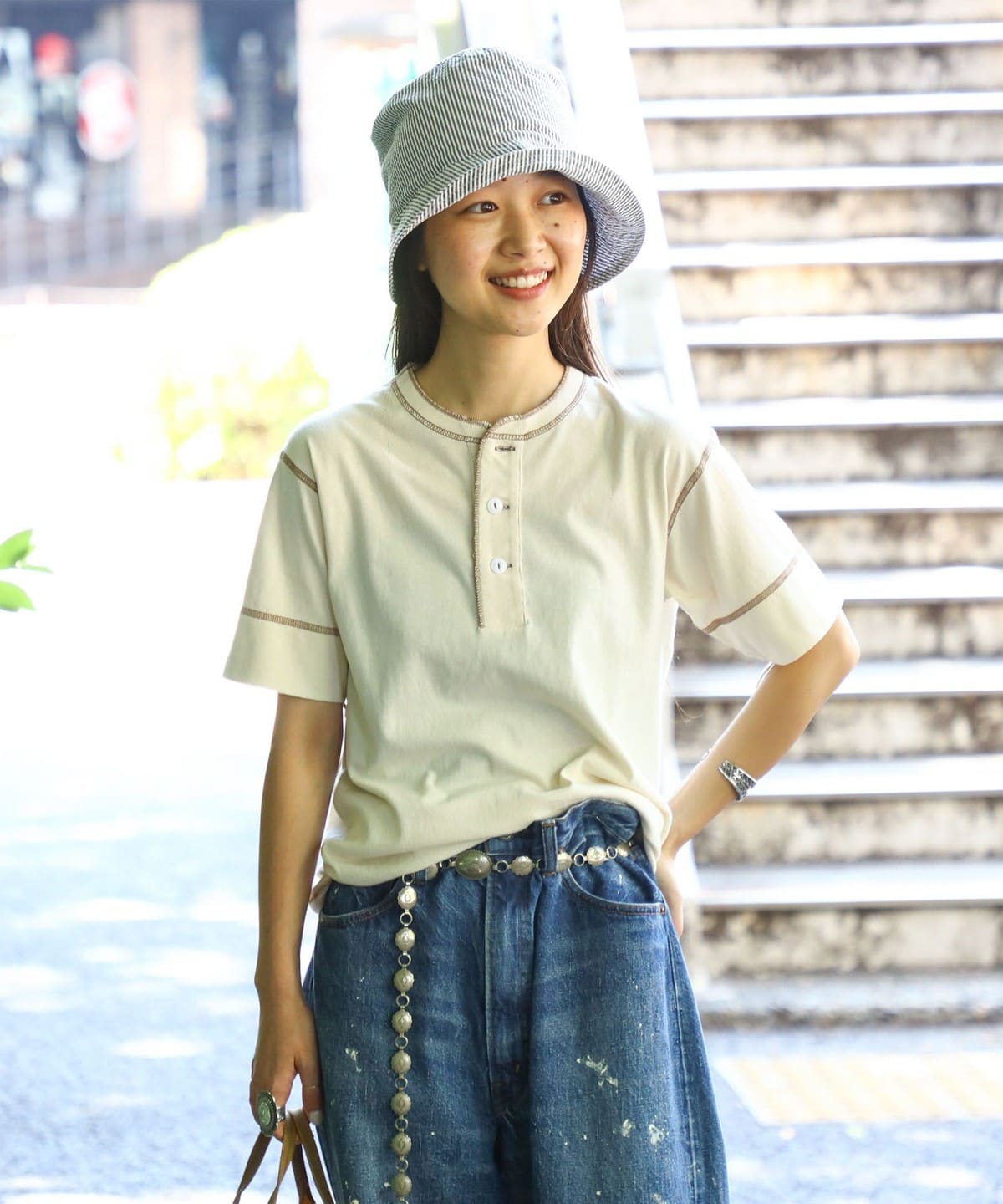Champion×BEAMSGOLF ヘンリーネック セーター グレー L Champion