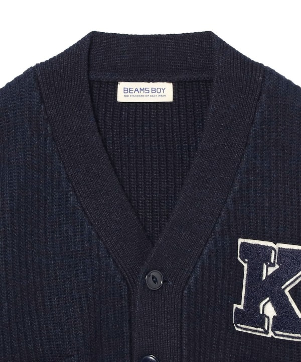 BEAMS BOY（ビームス ボーイ）ショート レタード カーディガン