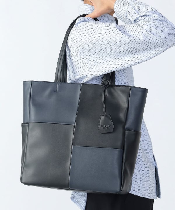 BEAMS HEART（ビームス ハート）フェイクレザー 切替 トートバッグ