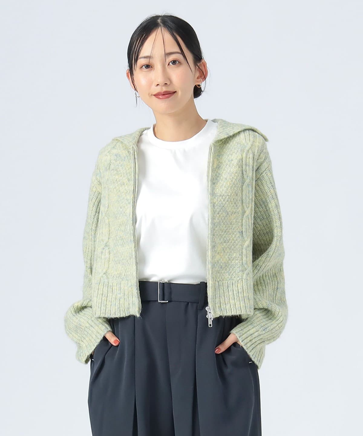 BEAMS HEART（ビームス ハート）ビッグカラー ダブルジップニット（WEB