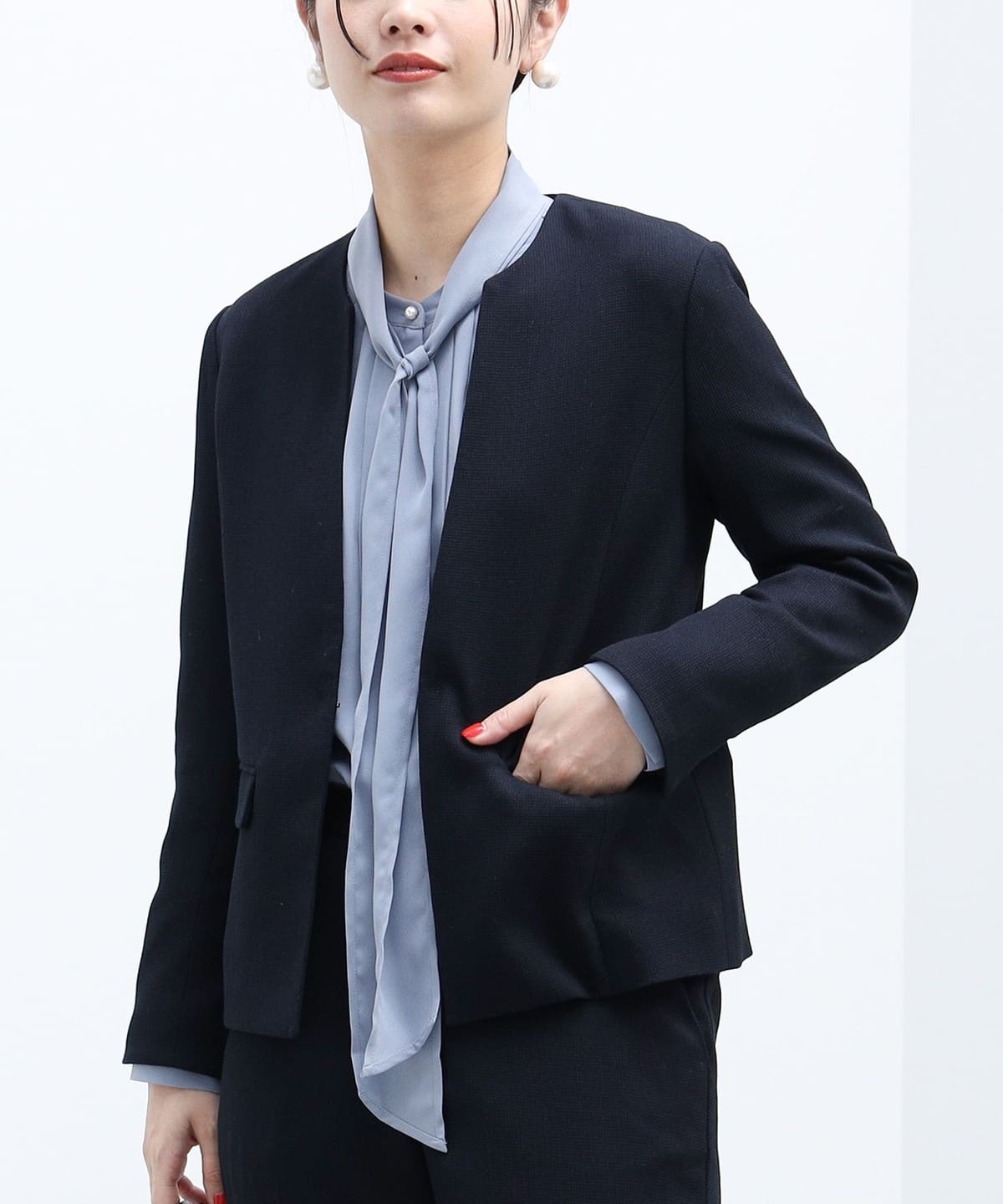 BEAMS HEART（ビームス ハート）ノーカラー ドビー ジャケット（S～M