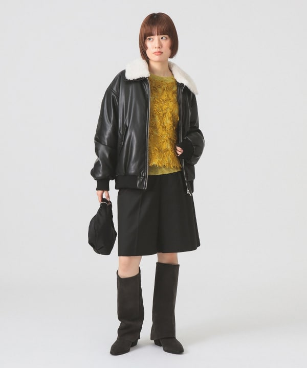 Ray BEAMS（レイ ビームス）フェイクレザー ナカワタボマー ブルゾン