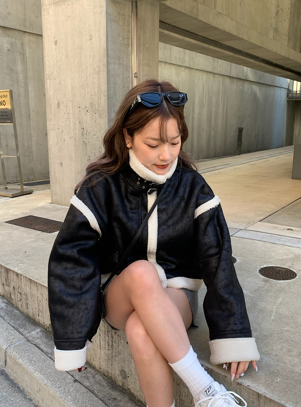 ムートンボアライダースジャケット[k9332f] | レディースファッション