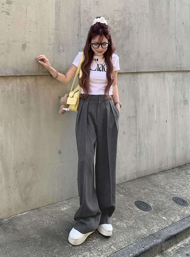 ダブルタックワイドパンツ[pm370] | レディースファッション通販の