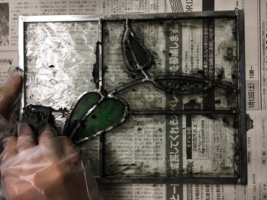 葉っぱのステンドグラスパネル no.1」ケイム組 | iichi 日々の暮らしを