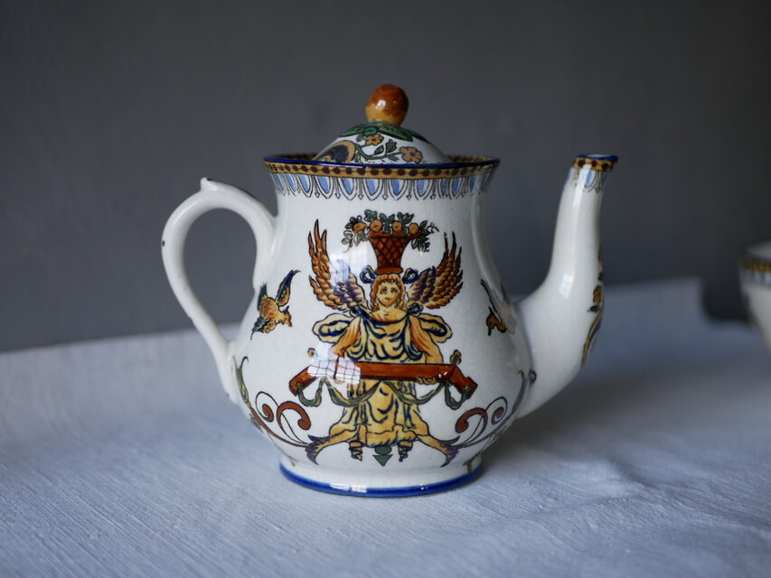 GIEN ジアン ポットとカップ＆ソーサー フランスアンティーク