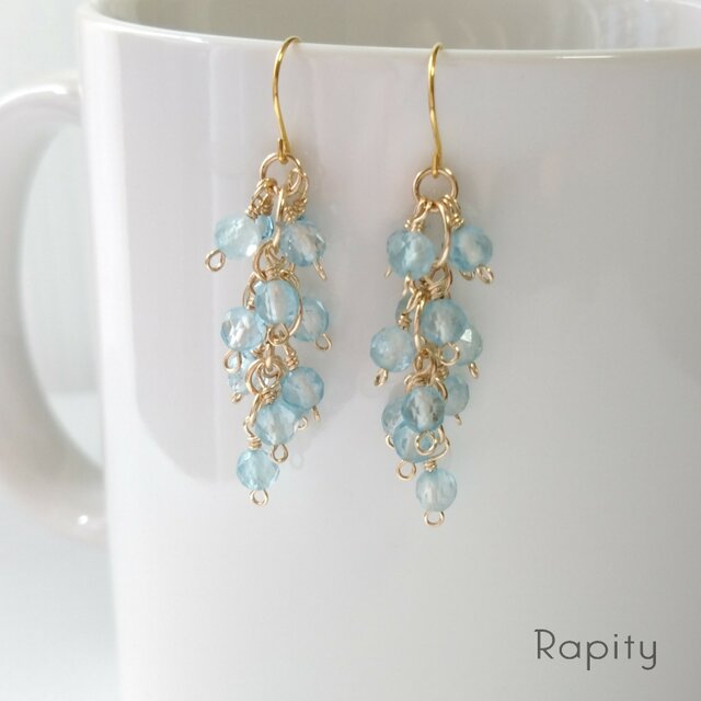 14kgf☆天然石ブルートパーズ デザインピアス | iichi 日々の暮らしを