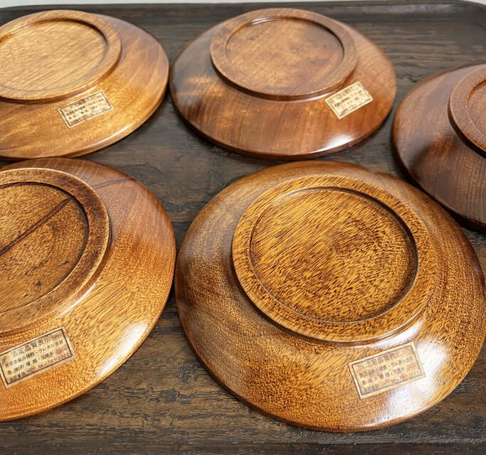 昭和レトロ 5枚セット 木製 銘々皿 菓子皿 未使用品 yk268 | iichi