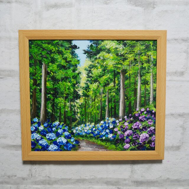 油絵【森の紫陽花】 | iichi 日々の暮らしを心地よくするハンドメイド