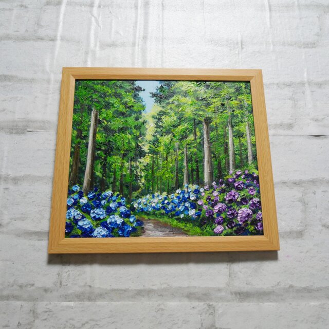 油絵【森の紫陽花】 | iichi 日々の暮らしを心地よくするハンドメイド
