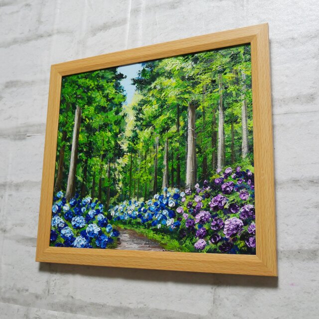 油絵【森の紫陽花】 | iichi 日々の暮らしを心地よくするハンドメイド